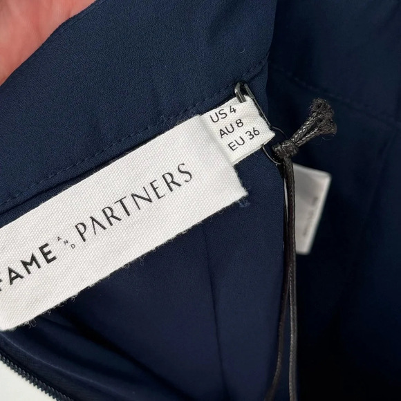 Fame & Partners NWT XS Jumpsuit Navy Tiered Ruffle Wide Leg V-Neck Open Back - Picture 11 of 11